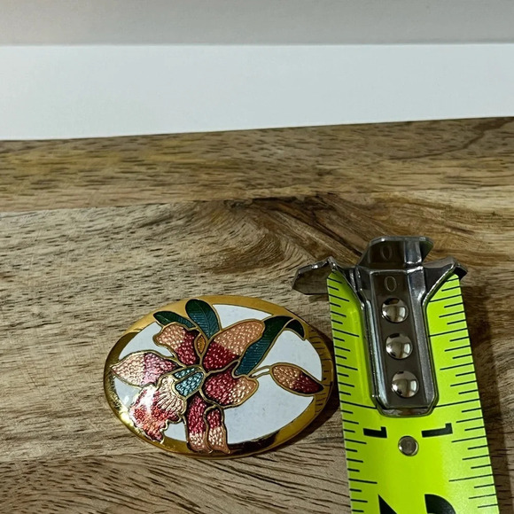VINTAGE CLOISONNÉ FLORAL BROOCH - Picture 3 of 7